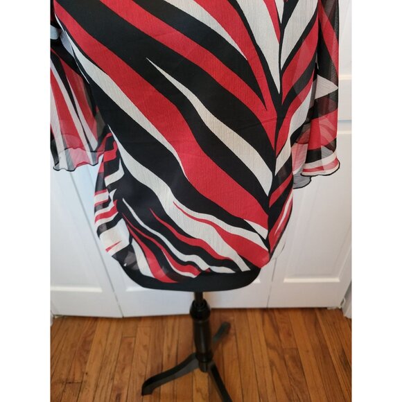 Red/Black Stripe Chiffon Blouson Blouse Cato 18/20 Boho Festive Brunch Church 00 - Picture 4 of 10